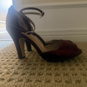 chelsea crew Burgundy Scalloped Ankle-Strap Heels